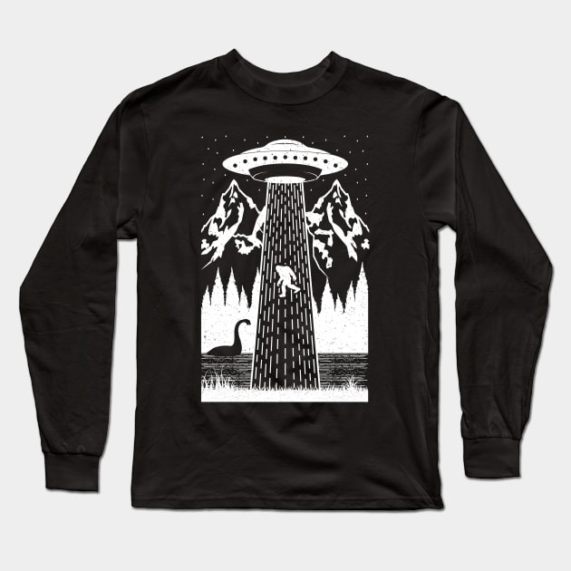 Bigfoot Ufo Abduction Sasquatch Long Sleeve T-Shirt by Tesszero